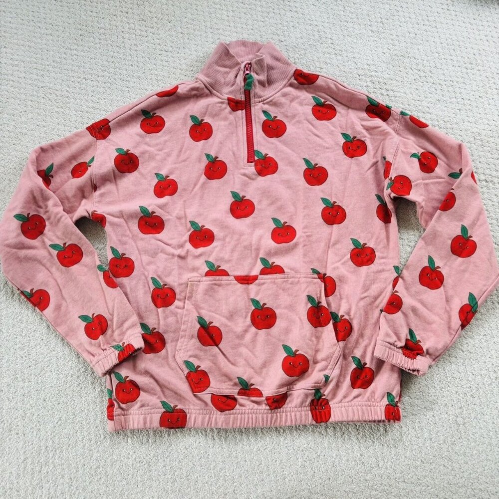Mini Boden Apple Printed Half Zip Sweatshirt